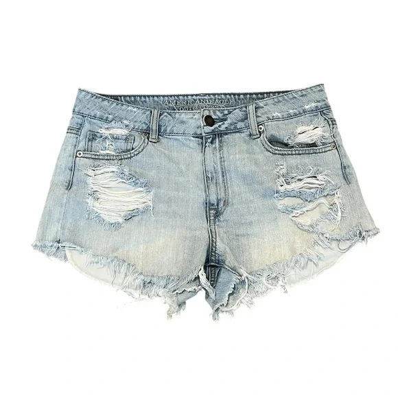 American Eagle Distressed Denim Short Size: 10 - Picture 2 of 8